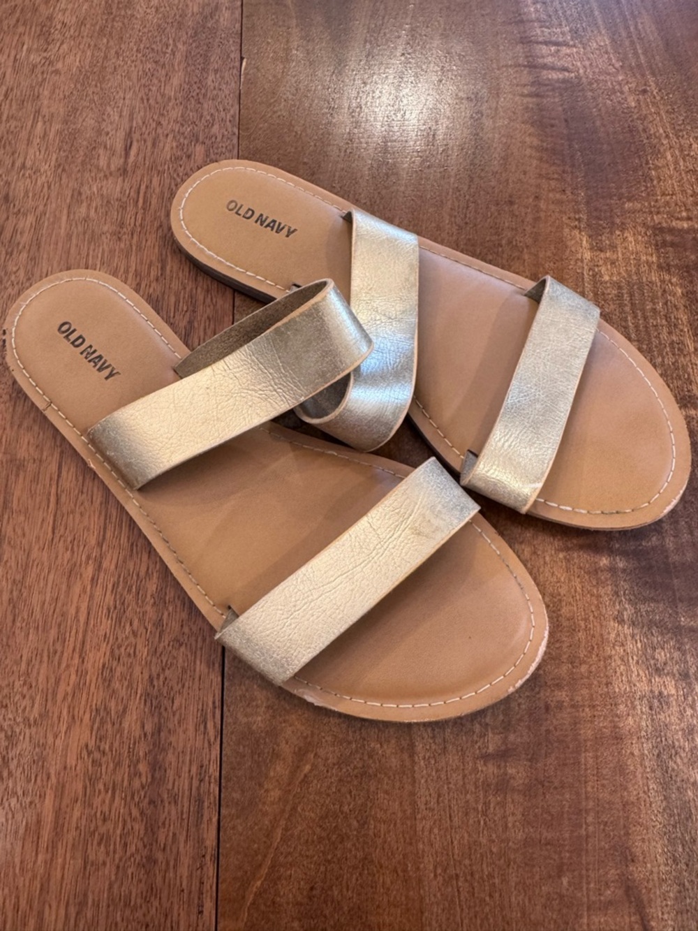 Old Navy Metallic Gold Double-Strap Slide Sandals